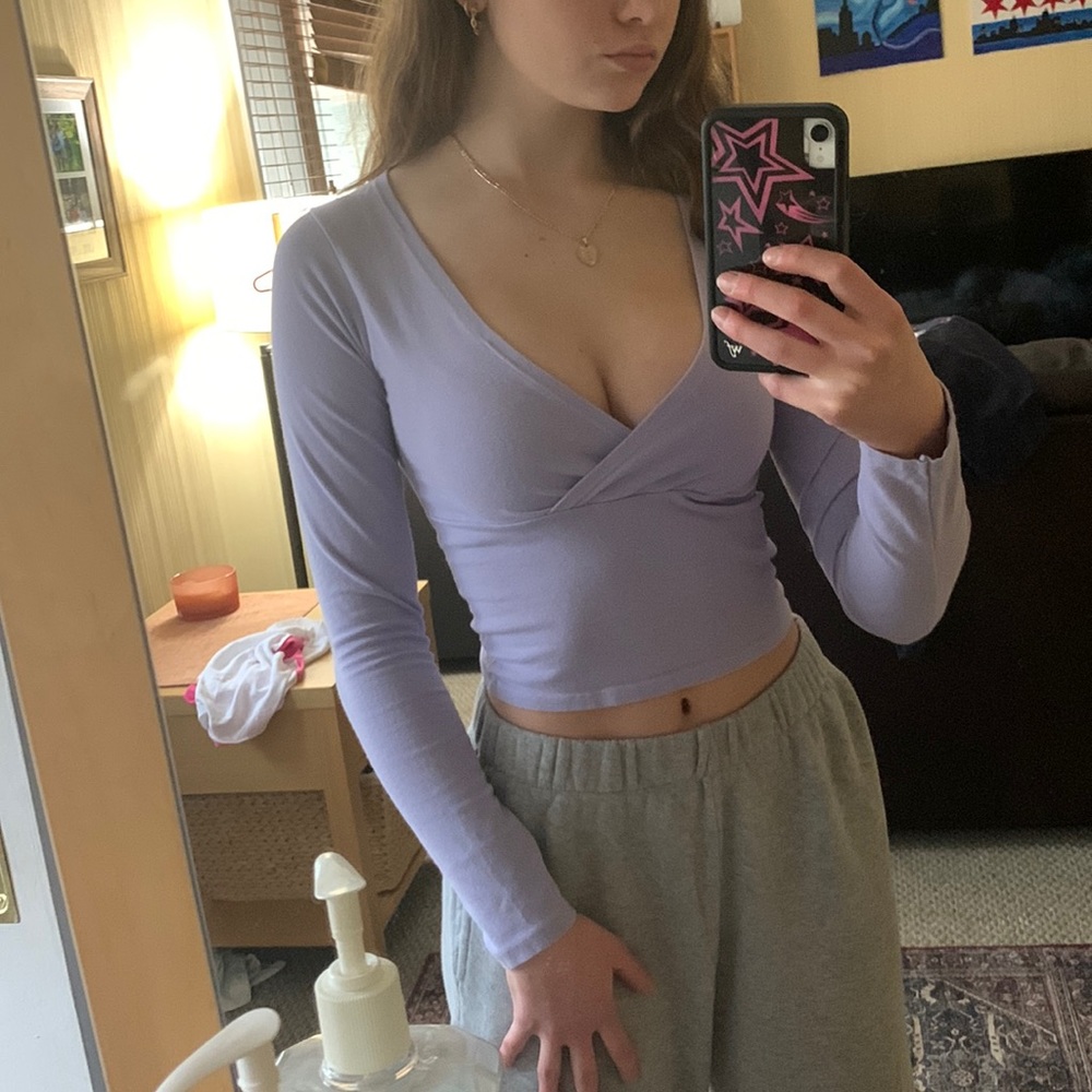 Brandy Melville purple long sleeve amara top